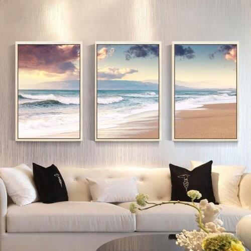 Diamond Painting Full Diamond Living Room Painting 2018 New Triptych Beach Landscape Paste Drilling Cross Stitch Diamond Embroid