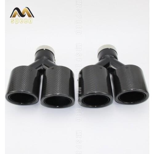 Car accessories Black 304 stainless steel and bright carbon fiber y-type double outlet flanged exhaust pipe tailpipe