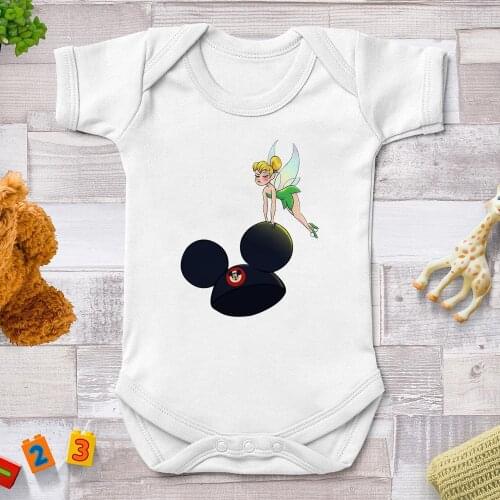 Mickey Mouse Printed Baby Rompers Newborn Summer White Short Sleeve Bebe Jumpsuits Infant Bodysuits Harajuku Bebe Clothing