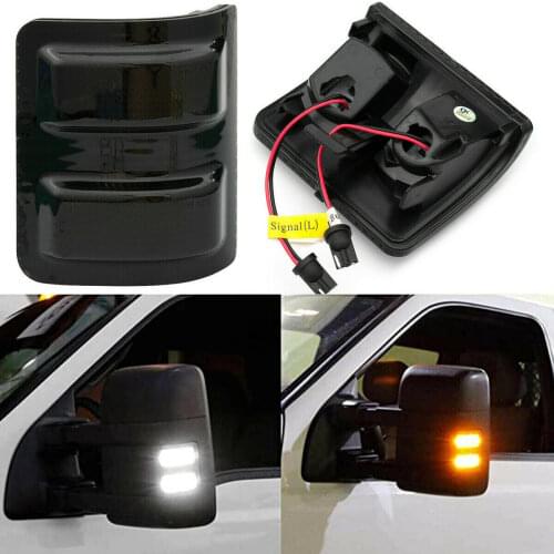 For Ford F250 F350 F450 Super Duty Led Side Mirror Turn Signal Light Smoked Lens