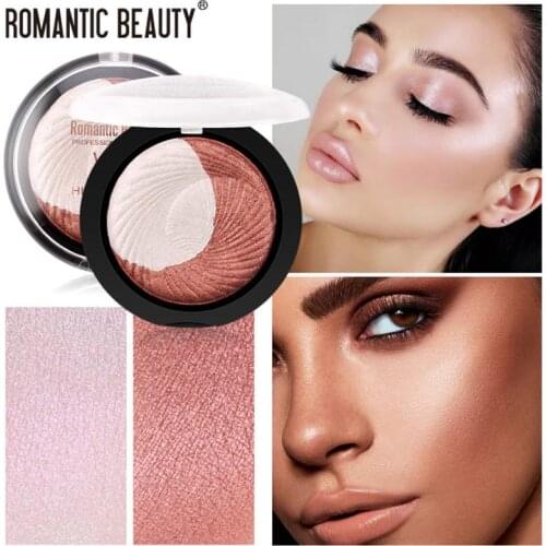 Two-tone Highlighter Powder Modify Face Pearlescent Brightening Concealer Shimmer Natural Lasting Loose Powder Makeup TSLM1