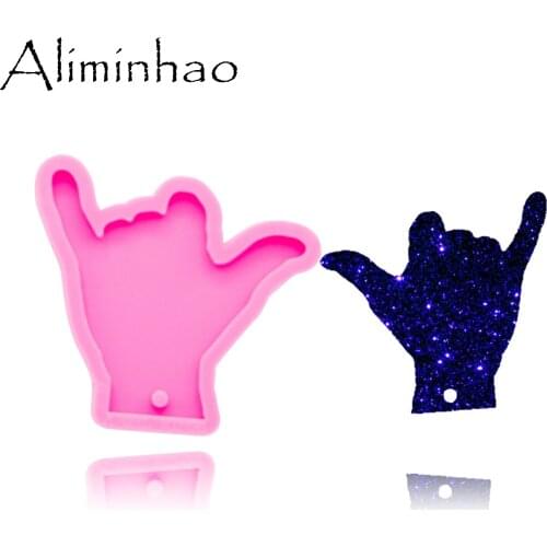 DY0299 Shiny peace hand Molds DIY sign language for Why epoxy resin molds Keychain silicone mold craft Key ring decoration