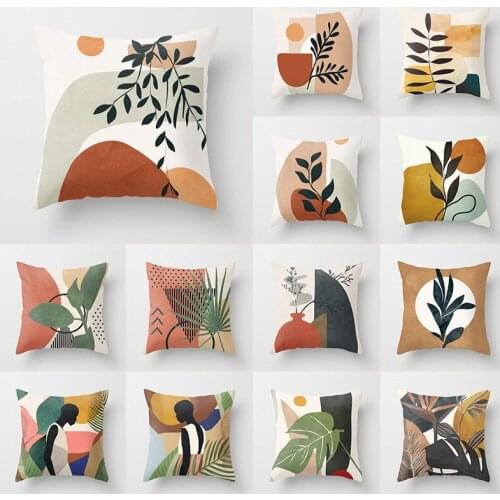 Europe Abstract Geometry Pattern Sofa Decorative Cushion Cover Pillow Pillowcase Plant print Throw Home Decor Sofa Pillowcase