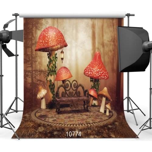 Halloween Magic Forest Photography Backgrounds Mashroom Chair Party Photophone Photography Backdrops for Baby Birthday Vinyl 3D