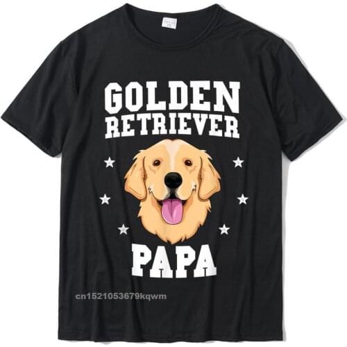 Golden Retriever Papa T-Shirt For Men Grandpa Dog Pet Owner T-Shirt Custom T Shirts Retro Tops Tees Cotton Mens Summer