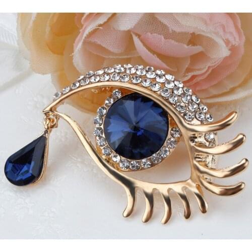 Luckydays Fashion 2021 Angel Tear Eye Lashes Brooch Female Crystal Temperament Elegant and Sweet Clothing Accessories