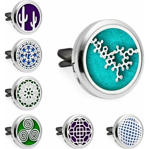 Trendy 30mm Car Essential Oil Diffuser locket Car Vent Clips Perfume Locket Car Diffuser Locket Free 10Pads