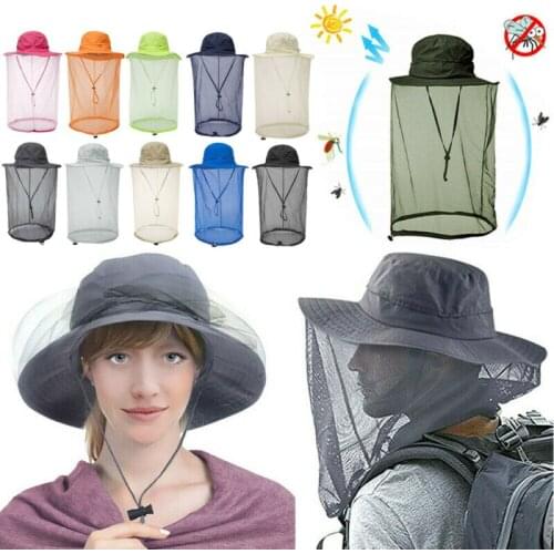 Mosquito Head Net Sun Hat Bug Bee Protection Mesh Fishing Outdoor Men Women Cap