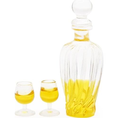 Odoria 1:12 Miniature 3PCS Beer Wine Bottle Cup Goblets Drinks Mug Kitchen Party Set Dollhouse Accessories Doll House Decoration