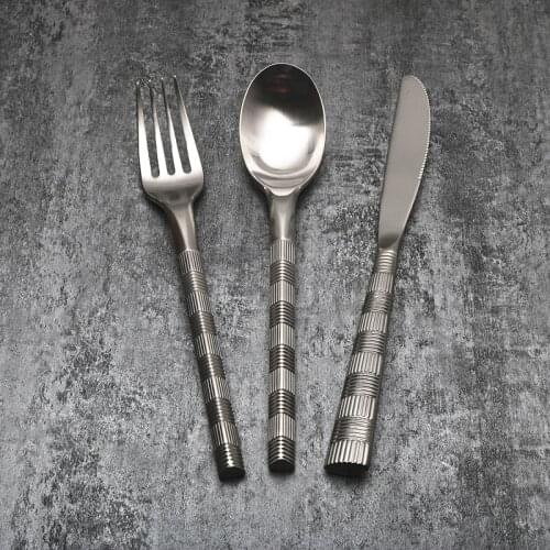 Silver Black Stainless Steel Reusable Cutlery Portable 3pcs Stainless Steel Cutlery Set Reusable Nordic Tableware Set BK50DC