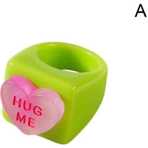 Colourful Transparent Resin Acrylic Rhinestone Geometric Square Round Rings Set for Women Jewelry Travel Gifts