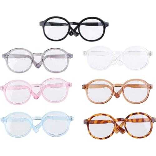 New Fashion 1PCS 9CM Leopard Transparent Round Glasses For 1/6 Doll Decor Accessories Toys