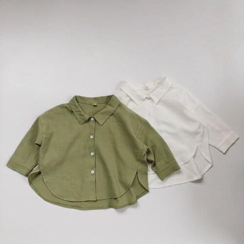 New 2021 Spring Autumn Baby Boys Girls T-shirt Childrens Baby Boys Girls Long Sleeve Pure Color Shirt Tops 1-6Yrs