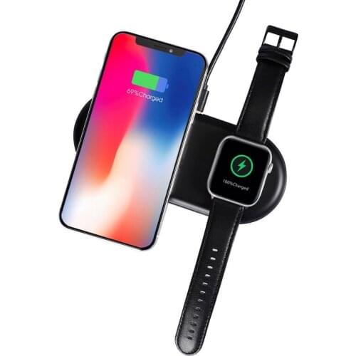 New two-in-one mobile phone and watch wireless charger for iphone iWatch Samsung Huawei wireless charging stand QI stand