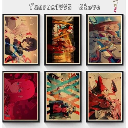 New Anime Kraft paper poster Manga Darling In The Franxx Wall Scroll Painting 30*42cm Picture Wallpaper Stickers Poster