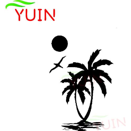 Interesting Sun Palm Tree Beach Original Delicate Nice Fashion Car Sticker PVC Bumper Decoration Cover Scratch Waterproof Decal