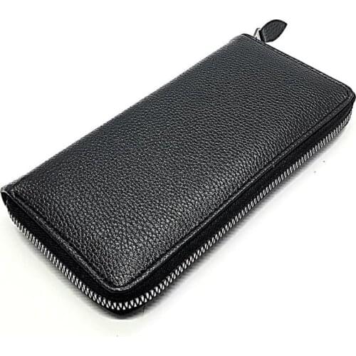 Zippered Phone Compartment Wallet Women Men Unisex Vegan Leather Card Wallet Different Color Options Black Navy Red Brown