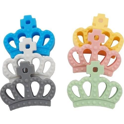 Chenkai 50PCS BPA Free Silicone Crown Shaped Teethers Food Grade For Baby Dummy Chewable Nursing Pacifier Chain Accessories