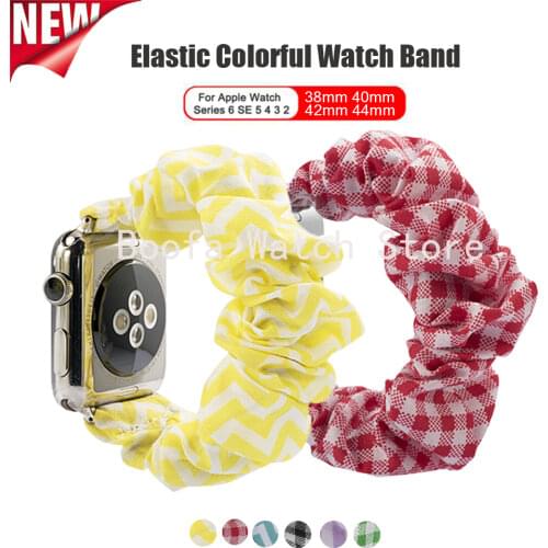 Women Bracelet For Iwatch Strap Wrist Series 5 4 Elastic Band For Apple Watch 6 5 4 3 38 40 42 44mm Sport Scrunchie Elastic Band