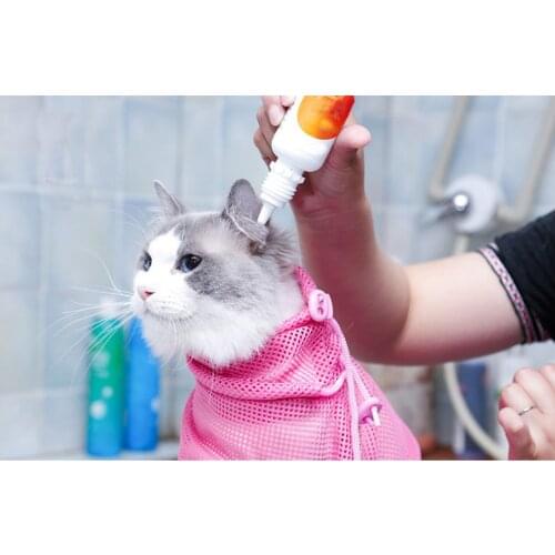 Mesh Cat Bathing Bag Cats Grooming Washing Bags Cat Bath Clean Bag No Scratching Bite Restraint Cat Supplies Nail Cutting