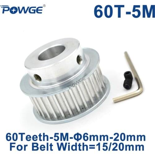 POWGE Arc 60 Teeth HTD5M Synchronous Pulley Bore 10/12/14/15/19/20/22/25mm for Width 15/20mm HTD 5M Timing Belt Gear 60Teeth 60T