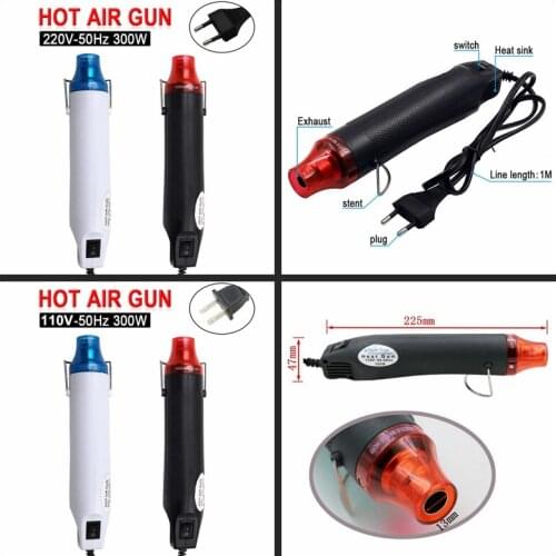 Heat Gun US 110V and EU 220V 300W Melt Embossing Powder Dry Glue Set Inks Supporting Seat Shrink Plastic Air Heat Tool Craft Diy