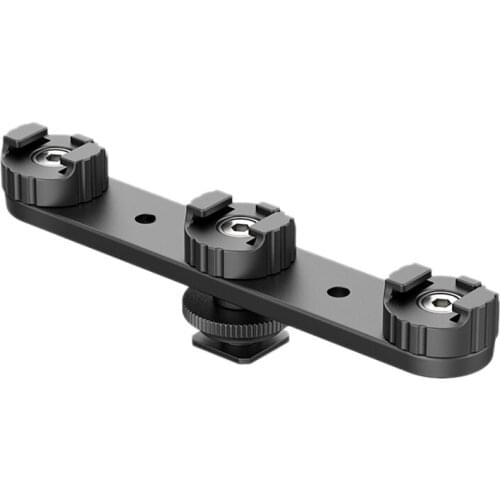 Triple Cold Shoe Bracket with 1/4 Inch Adapter for SLR Camera Mount Adapter Bracket