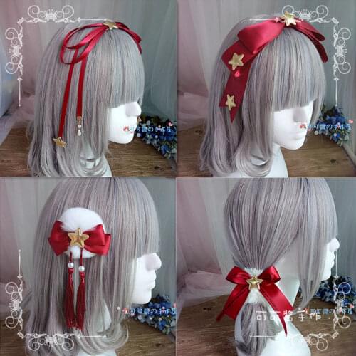 Lolita Wine Barrettes Hair Bands Headdress SOFT Girl Bow Japanese-style GIRLS Harajuku Side Clip