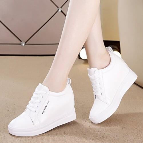 Women Shoes 2021 New Waterproof Wedges Woman Casual Platform Heels Female Leisure Black & White Sneakers B05-37