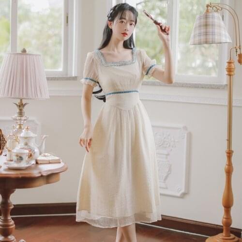 Dresses French Gentle First Love Vestidos Women Summer Ruffled Square Neck Elegant Chic Ladies Polka Dot Romantic Fairy Dress