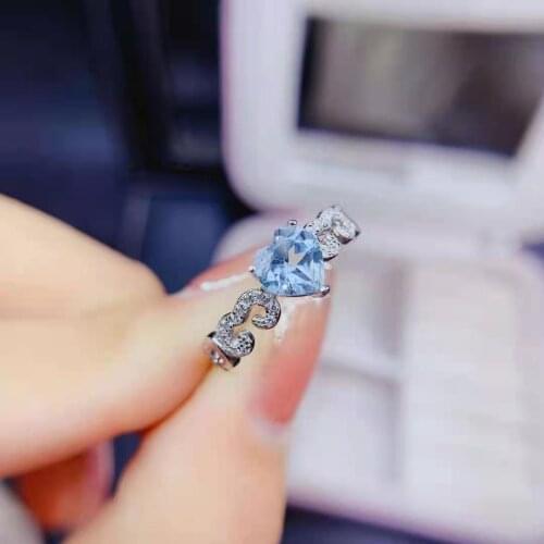 High-Quality London Blue Topaz Gem Fashion Women 's Ring Real 925 Sterling Silver Fine Weddings Jewelry MeiBaPJFS