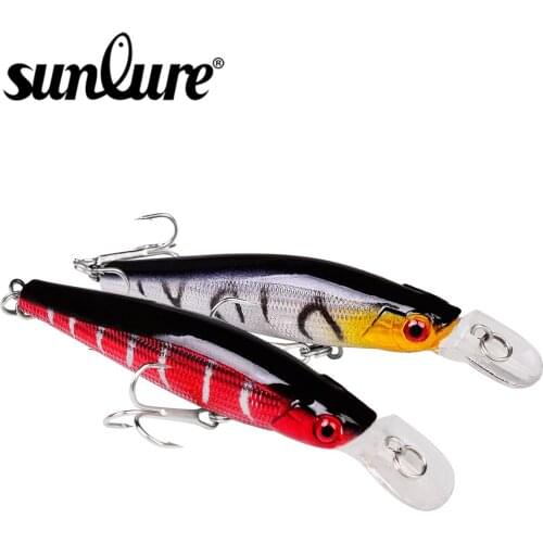 Hard sunlure 1pc Floating Minnow 9cm-3.54" Painting Fishing Lure 8.3g-0.29oz Hard Bait 5 color Fishing Tackle Treble Hook