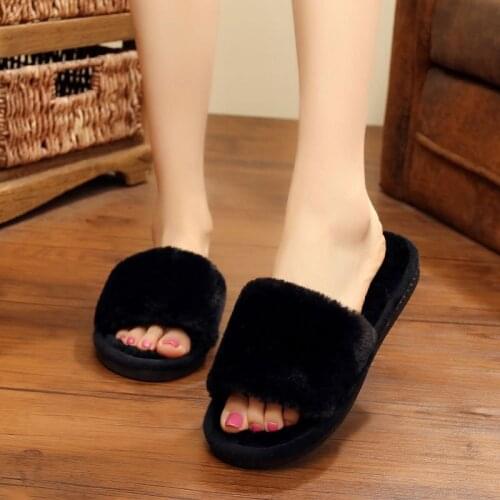 Winter Fluffy Slippers Women Shoes Fashion Leisure Household Indoor Cotton Slippers Keep Warm Couples Home Cotton Plush Shoes
