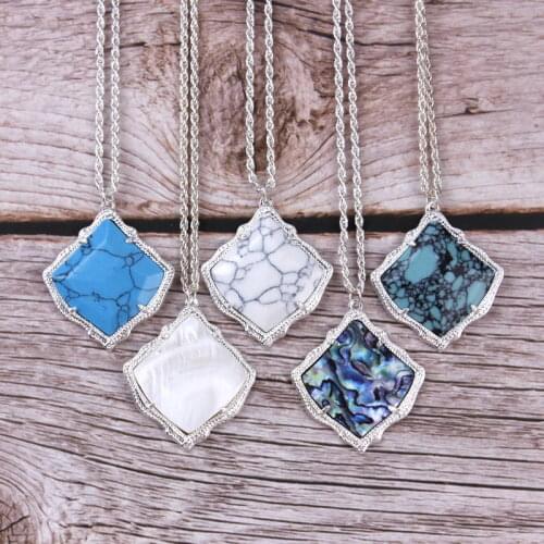 ZWPON Fashion KS Kyrie Fan Shape Rose Gold Abalone Necklace Famous Brand Jewelry Square Shell Necklace Wholesale