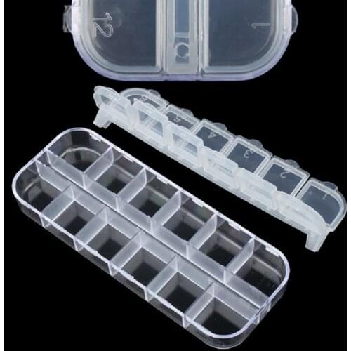 1PC 12 Slots Detachable Plastic Empty Nail Art Boxes Nail Diamond Case Storage Manicure Glitter Rhinestones Holder Nail Art Tool