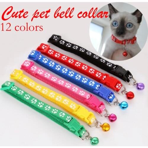 1PC Nylon Collar Pet Bell Necklace Necklace For Cats Neck Strap Cute Paw Print Personalized