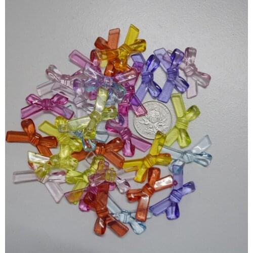100pcs/lot Mixed colors acrylic bowknot Charms Ornament DIY Accessories Handmade for Holiday Home Wedding Decorations 34*20mmC10