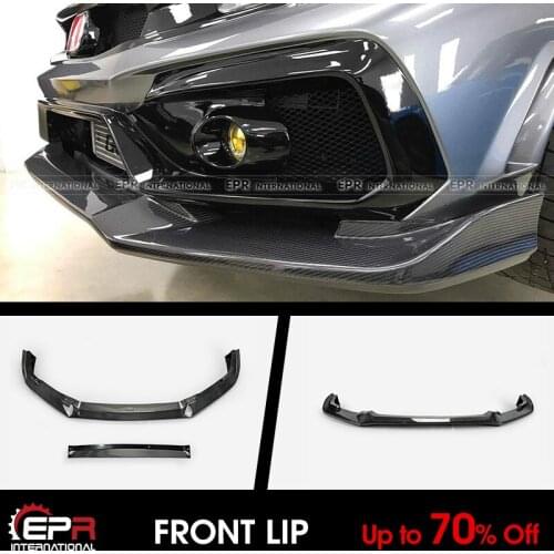 For 17 onwards Honda Civic Type R FK8 VRSAR2 Style Carbon Glossy Front Lip Bumper Under Spoiler 2Pcs (with IC shroud)