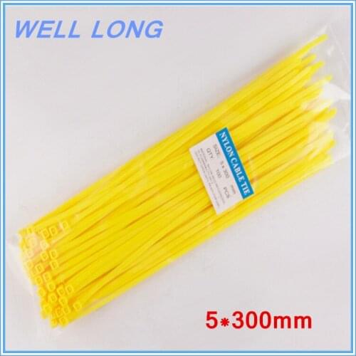 200pcs/lot 5*300mm Yellow Self-Locking Nylon Wire Cable Zip Ties, Cable Ties
