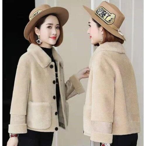 2020 Women Winter Plus Size Thick Warm Soft Loose Teddy Real Wool Fur Jacket Coats Female Casual sheep shearing Fur Outwears Z83