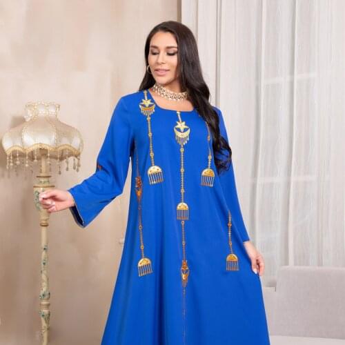 2021 Ramadan Mubarak Abayas For Women Dubai Muslim Hooded Dress Kaftan Moroccan Turkish Evening Gown Islam Clothing Blue