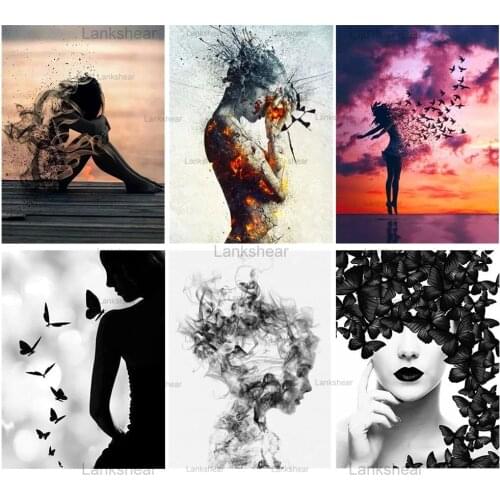 5D Diy Diamond Painting Embroidery Woman Black and White Mosaic Cross Stitch Kit Portrait Pictures Wall Art Home Decoration Gift