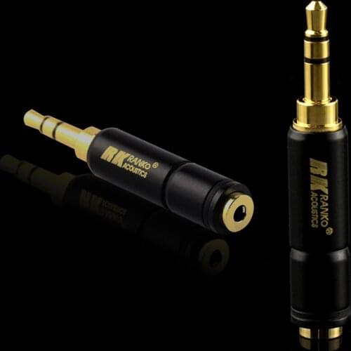 RANKO ACOUSTICS RCP-135 24K Gold-Plated Phospher Bronze Copper Housing 3.5mm(M) to 2.5mm(F) Adaptor