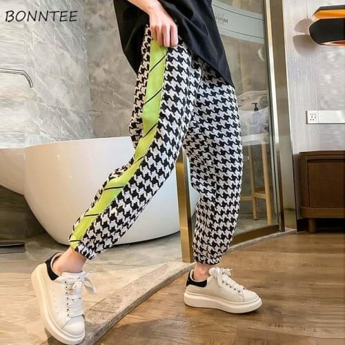 Pants Women Plaid Houndstooth Casual Harem Trousers Loose Summer Fashion Korean Style Vintage Stylish Streetwear Drawstring Chic