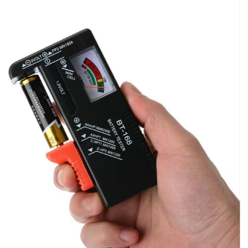 BT-168 Universal Button Multiple Size Battery Tester For AA/AAA/C/D/9V/1.5V LCD Display Digital Battery Tester Volt Checker