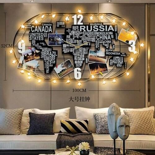 Luxury Wall Clock for Living Room Nordic Metal Wall Clock LED 3d Home Decoration Bedroom House Ornaments Large Unique Watches