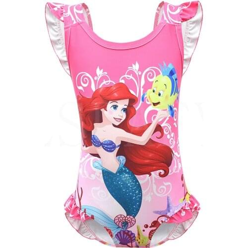 Disney Cartoon Mermaid Toddler Kids Baby Girls 3D Print One-Piece Swimwear Swimsuit Beachwear