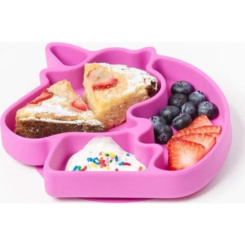 Baby unicorn silicone dish suction feeding plate for baby toddlers non slip divided tableware plate feeding container placemat