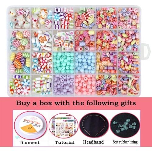 DIY Handmade Beaded Toy with Accessory Set Children Creative 24 Grid Girl Jewelry Making Toys Educational Toys Children Gift