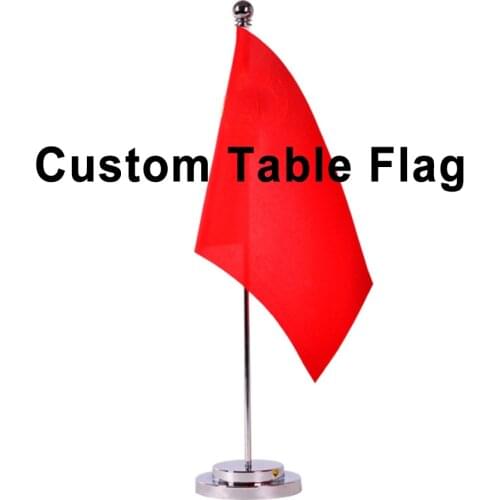 Custom Table Flag Office Desk Banner Including Flagpole Base Flag Size 8.3''x5.5'' 21x14CM